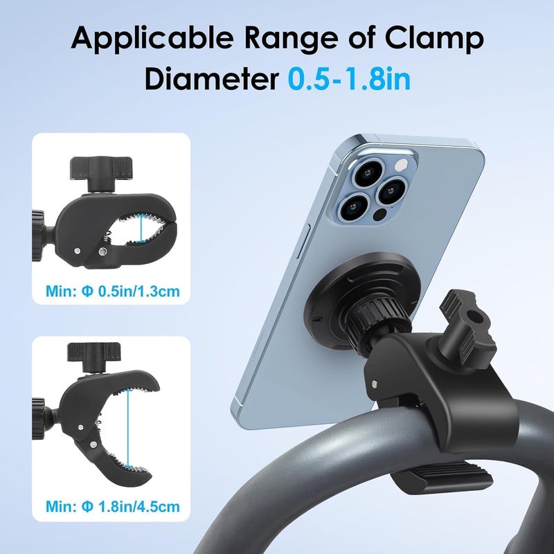 EEEKit Exercise Bike Phone Holder, Magnetic Handlebar Phone Mount for iPhone Magsafe and All Smartphones, for Stationary Treadmill Gym Fitness Equipment - Image 2